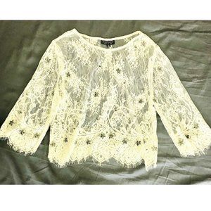 TOPSHOP Beaded Lace Overlay Top